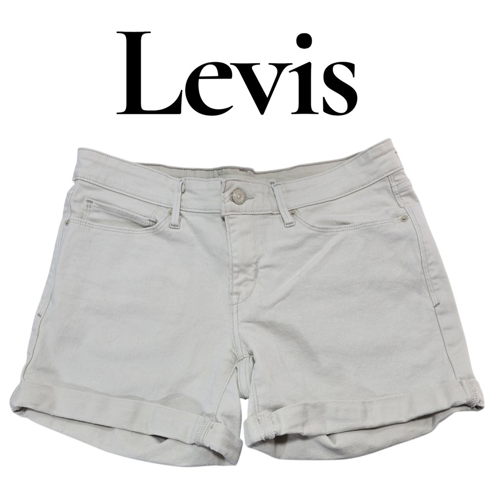 Levis Denim Shorts Women 29 Off White Beige Cotton Mid Rise Cuffed Summer Casual
